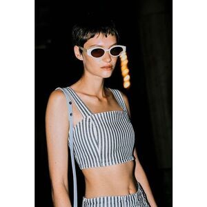 ‎Zara striped denim crop top
